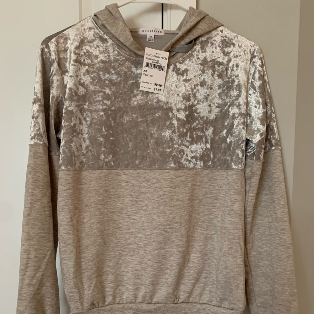Grey Velvet Hoodie